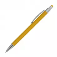 Długopis metalowy, gumowany - żółty