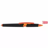 Długopis plastikowy do ekranów dotykowych z zakreślaczem - pomarańczowy