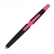 Długopis plastikowy do ekranów dotykowych z zakreślaczem - różowy