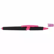 Długopis plastikowy do ekranów dotykowych z zakreślaczem - różowy