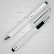 Zestaw piśmienniczy długopis i pióro kulkowe soft touch CLAUDIE - biały