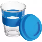 Szklany kubek z pokrywką 300 ml - niebieski