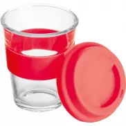 Szklany kubek z pokrywką 300 ml - czerwony