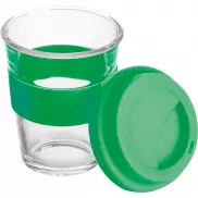 Szklany kubek z pokrywką 300 ml - zielony