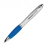 Długopis plastikowy, gumowany - niebieski