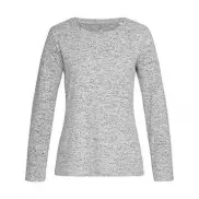 Damski dzianinowy sweter z długim rękawem - light grey melange