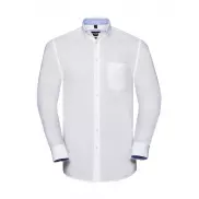 Męska koszula LS Oxford Tailored Washed - white/oxford blue