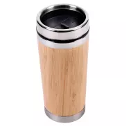 Kubek termiczny BAMBOO DRINK, brązowy, srebrny