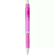 Przezroczysty długopis Turbo z gumowym uchwytem, różowy
