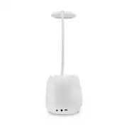 Lampka na biurko, głośnik bezprzewodowy 3W, stojak na telefon, pojemnik na przybory do pisania | Asar - biały