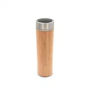 Bambusowy termos 500 ml, posiada sitko zatrzymujące fusy oraz dotykowy cyfrowy wyświetlacz temperatury napojów | Georgia - drewno