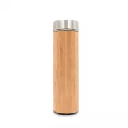 Bambusowy termos 500 ml, posiada sitko zatrzymujące fusy oraz dotykowy cyfrowy wyświetlacz temperatury napojów | Georgia - drewno