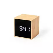 Bambusowy zegar na biurko, budzik - jasnobrązowy