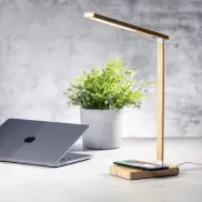 Bambusowa lampka na biurko, ładowarka bezprzewodowa 5W-10W - jasnobrązowy