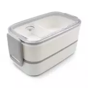 Pudełka śniadaniowe 2 szt., 2x700 ml, sztućce | Cash - biały