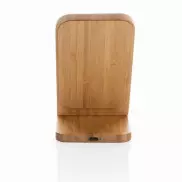 Bambusowa ładowarka bezprzewodowa 5W, stojak na telefon - brązowy