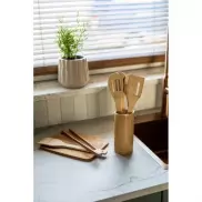 Zestaw bambusowych akcesoriów kuchennych w stojaku, 6 el. | Reese - drewno