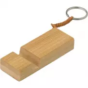Bambusowy brelok do kluczy, stojak na telefon - brązowy