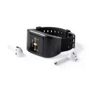 Monitor aktywności, bezprzewodowy zegarek wielofunkcyjny, bezprzewodowe słuchawki douszne - czarny