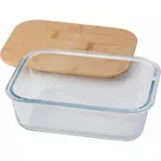Szklane pudełko śniadaniowe 900 ml, bambusowe wieczko - brązowy
