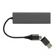 Hub USB 2.0 z USB C, aluminium z recyklingu - szary