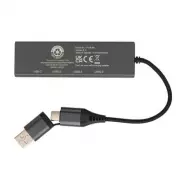 Hub USB 2.0 z USB C, aluminium z recyklingu - szary
