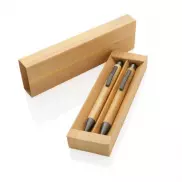 Bambusowy zestaw piśmienny, długopis i ołówek - brązowy