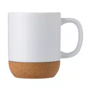 Kubek ceramiczny 420 ml z korkowym elementem - biały