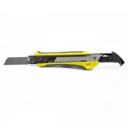 Nóż do tapet z mechanizmem zabezpieczającym, zapasowe ostrza w komplecie | Sutton - żółty