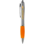 Długopis ze srebrnym korpusem i kolorowym uchwytem Nash, szary, pomarańczowy