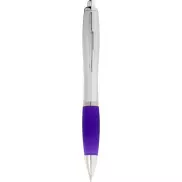 Długopis ze srebrnym korpusem i kolorowym uchwytem Nash, fioletowy, szary