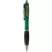 Długopis z kolorowym korpusem i czarnym uchwytem Nash, zielony, czarny
