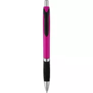 Solidny, kolorowy długopis Turbo z gumowym uchwytem, różowy, czarny