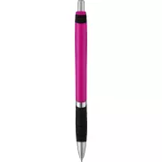 Solidny, kolorowy długopis Turbo z gumowym uchwytem, różowy, czarny