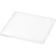 Kwadratowa podkładka Ellison wykonana z tworzywa sztucznego z papierową wkładką, biały