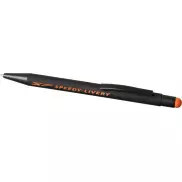 Długopis Dax z gumowym rysikiem, czarny, pomarańczowy
