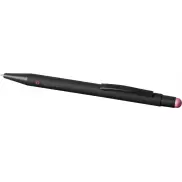 Długopis Dax z gumowym rysikiem, czarny, różowy
