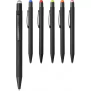 Długopis Dax z gumowym rysikiem, czarny, różowy