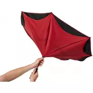 Odwrotnie barwiony prosty parasol Yoon 23”, czerwony, czarny