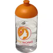 Bidon H2O Bop® o pojemności 500 ml z wypukłym wieczkiem, biały, pomarańczowy