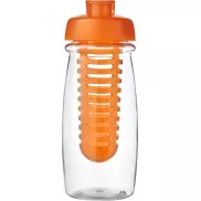 Bidon H2O Pulse® o pojemności 600 ml z wieczkiem zaciskowym zmożliwością przyrządzania wody smakowej, biały, pomarańczowy