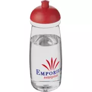 Bidon H2O Pulse® o pojemności 600 ml z wypukłym wieczkiem, biały, czerwony