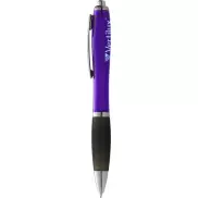 Długopis z kolorowym korpusem i czarnym uchwytem Nash, fioletowy, czarny