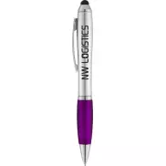 Długopis ze stylusem i kolorowym uchwytem Nash, szary, fioletowy