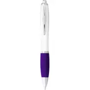 Długopis Nash z białym korpusem i kolorwym uchwytem, biały, fioletowy