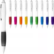 Długopis Nash z białym korpusem i kolorwym uchwytem, biały, fioletowy