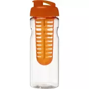 Bidon H2O Base® z wieczkiem na zacisk o pojemności 650 ml zmożliwością przyrządzania wody smakowej, biały, pomarańczowy