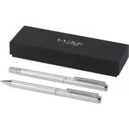 Lucetto zestaw upominkowy obejmujący długopis kulkowy z aluminium z recyklingu i pióro kulkowe, szary