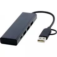 Rise hub USB 2.0 z aluminium pochodzącego z recyklingu z certyfikatem RCS, czarny