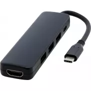 Loop adapter multimedialny USB 2.0-3.0 z portem HDMI wykonany z tworzyw sztucznych pochodzących z recyklingu z certyfikatem R, czarny